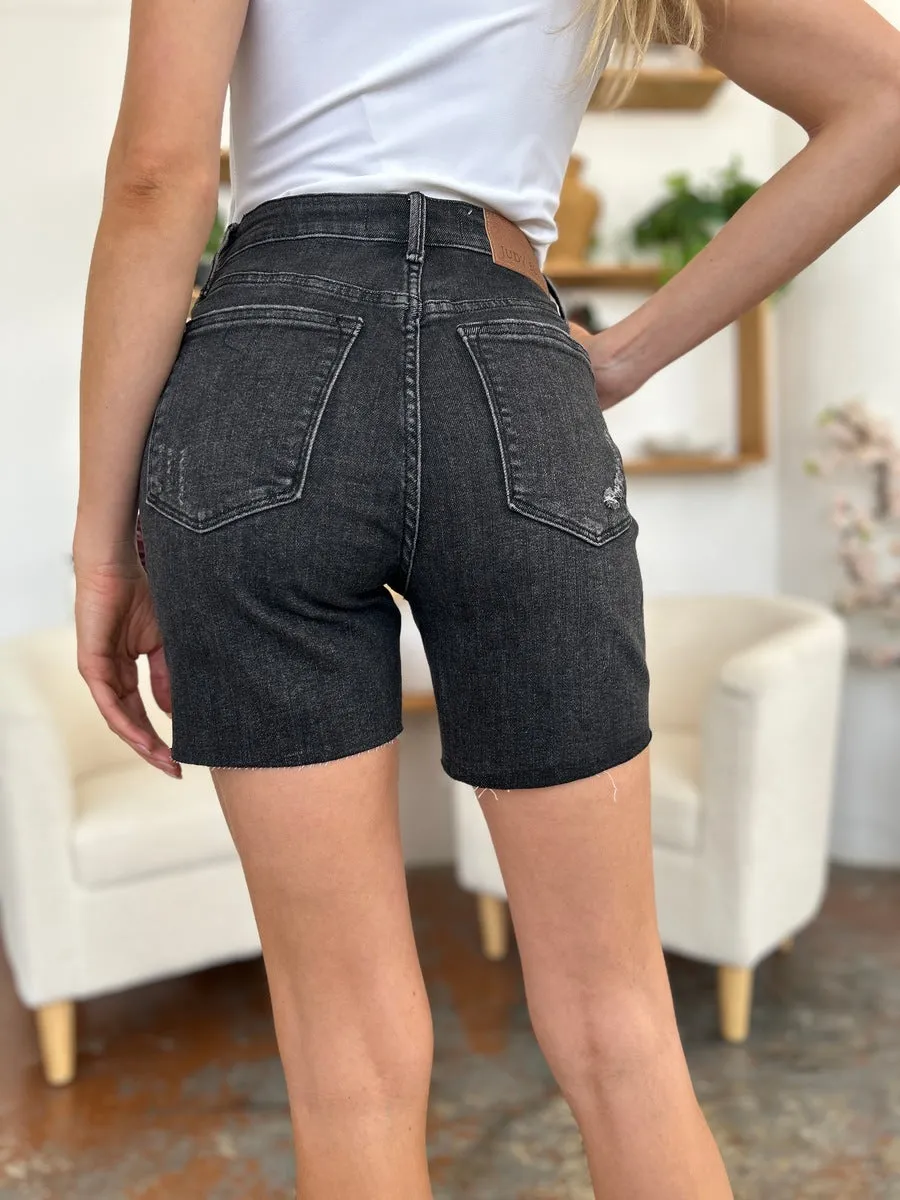 Judy Blue Full Size High Waist Rigid Magic Denim Shorts Plus Size Also Available