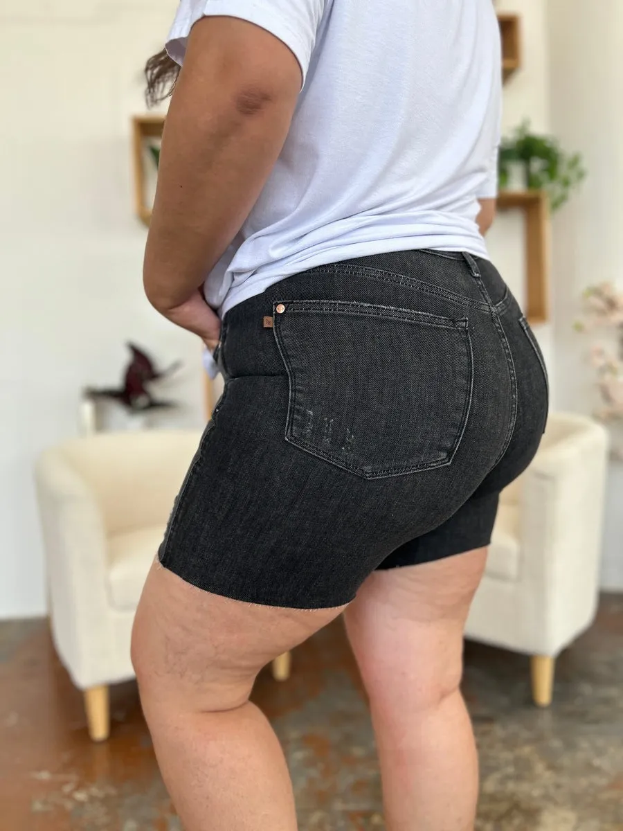 Judy Blue Full Size High Waist Rigid Magic Denim Shorts Plus Size Also Available