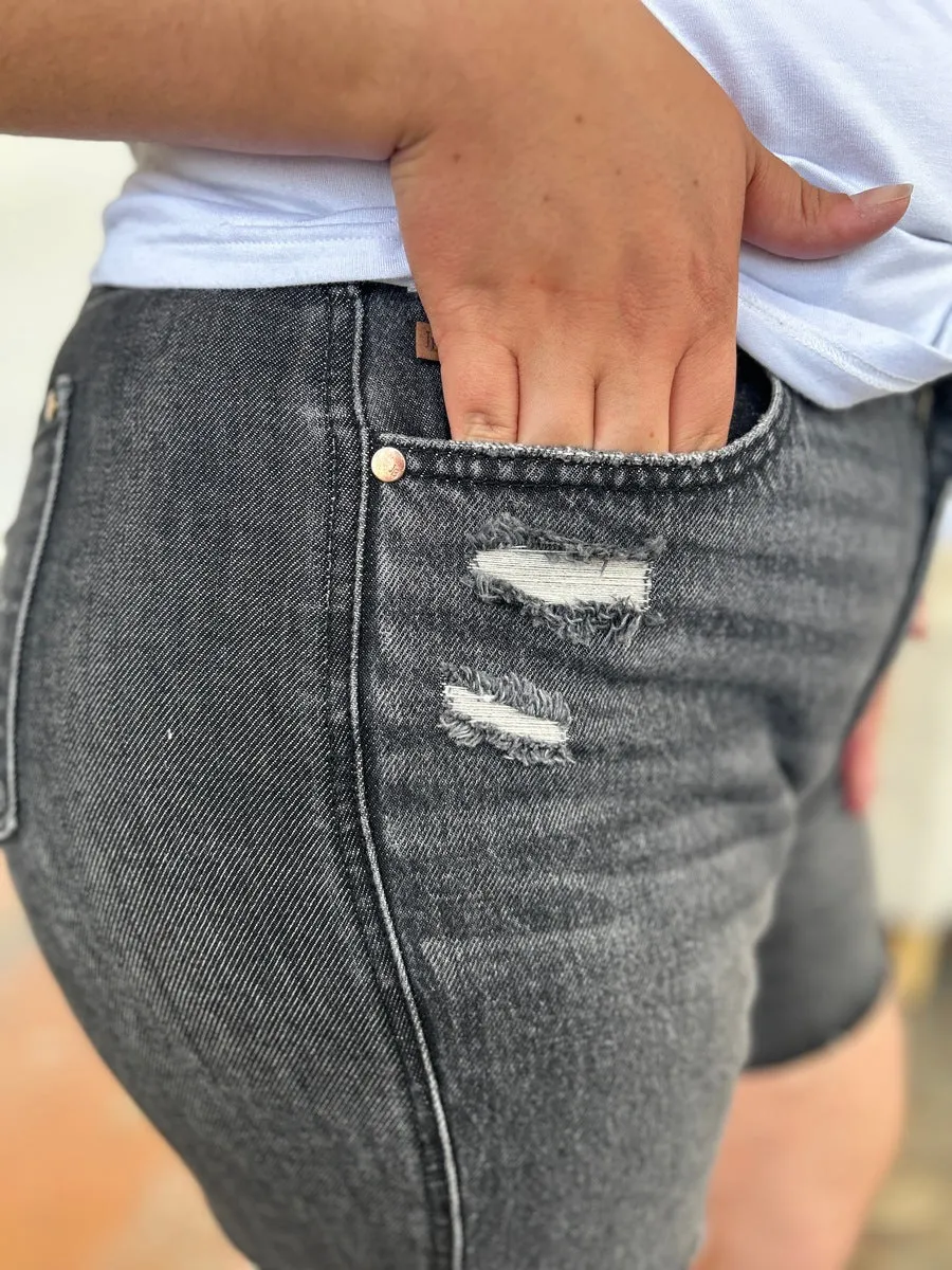 Judy Blue Full Size High Waist Rigid Magic Denim Shorts Plus Size Also Available
