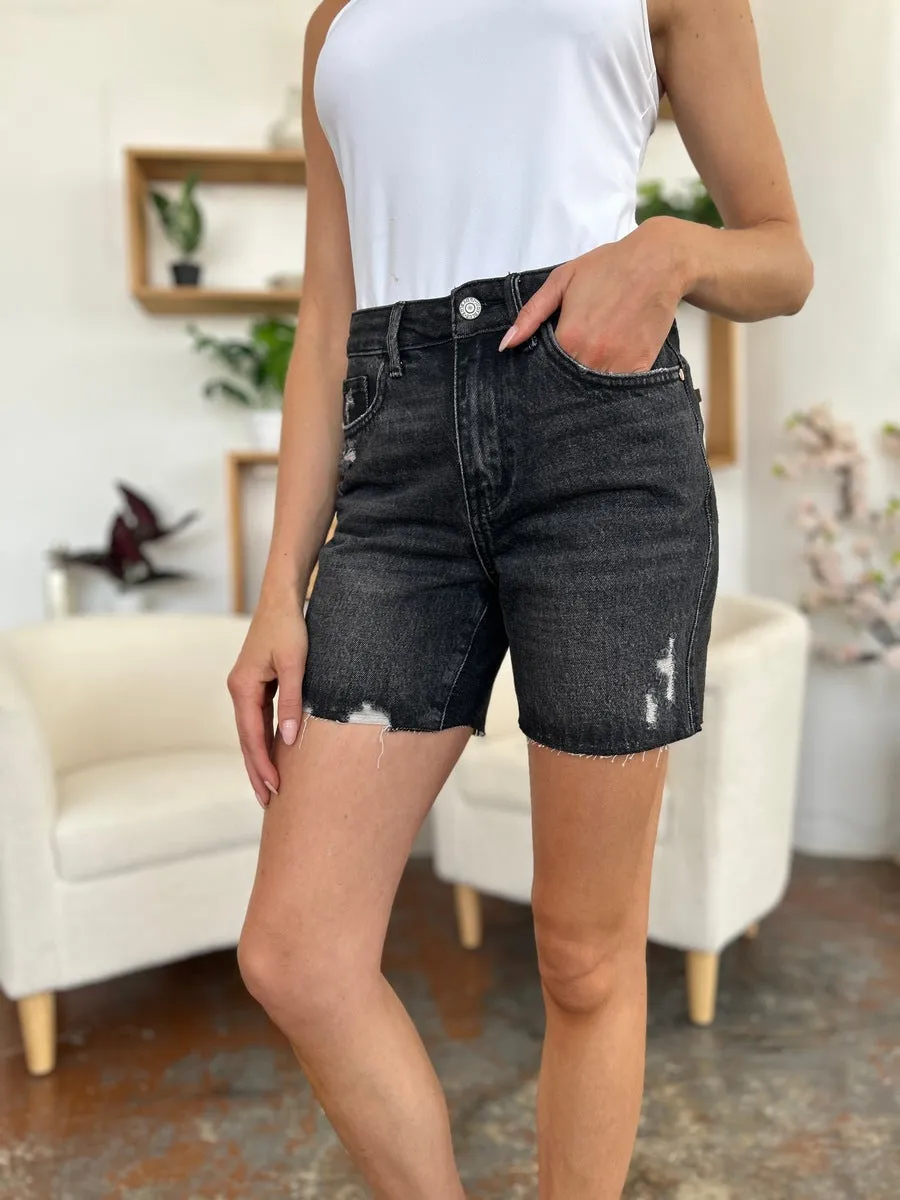 Judy Blue Full Size High Waist Rigid Magic Denim Shorts Plus Size Also Available