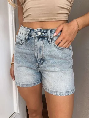 Judy Blue Light Wash Rigid Denim Shorts
