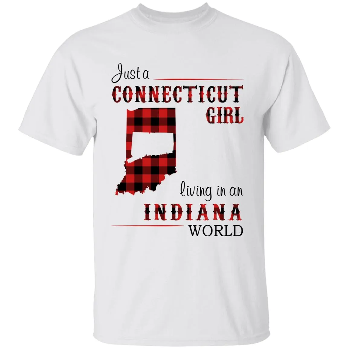 Just A Connecticut Girl Living In An Indiana World T-shirt