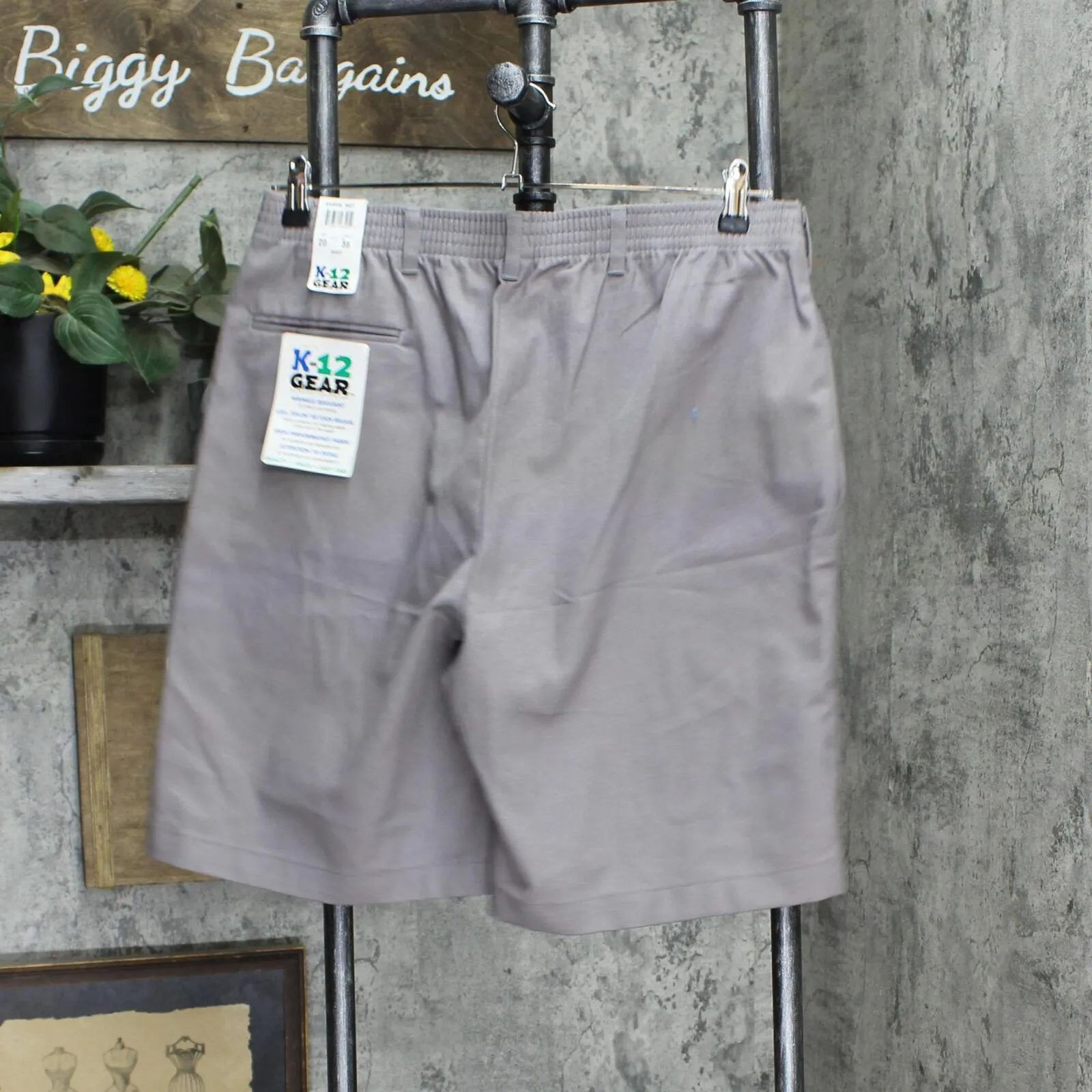 K12 Gear Boys Youth Elastic Waist Dress School Shorts Gray 20 Husky