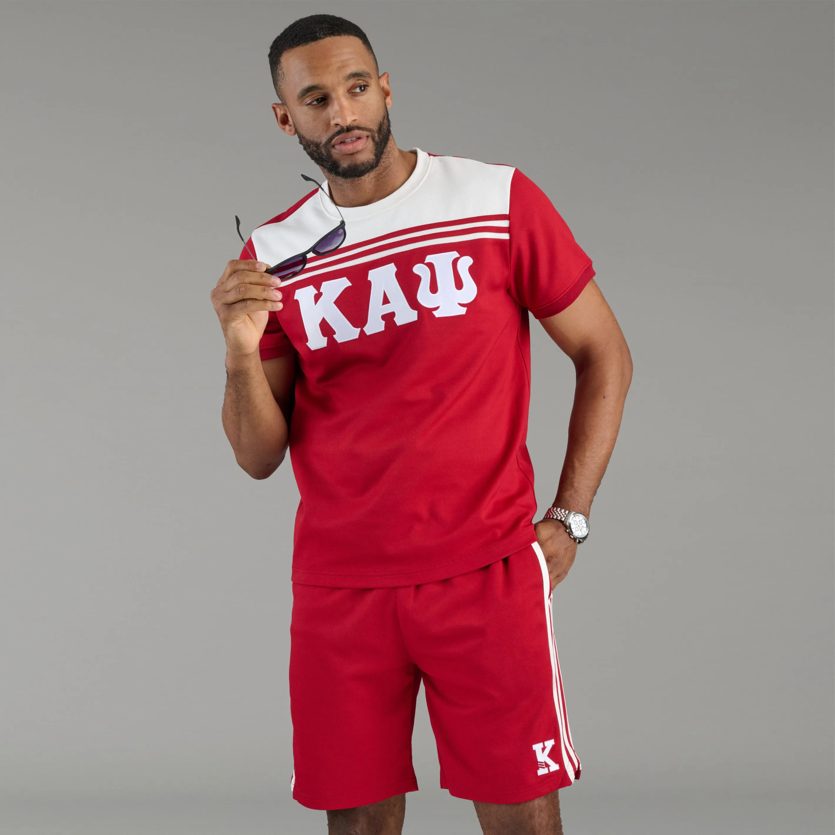 Kappa Alpha Psi 3-Letter Striped Jersey Tee-FINAL SALE