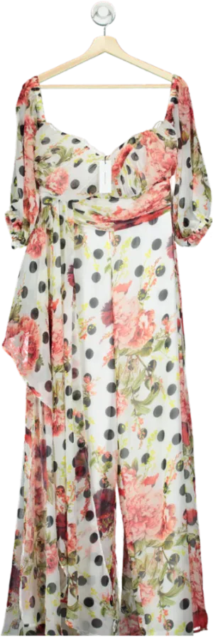 Karen Millen Floral Polka Dot Maxi Dress UK 10