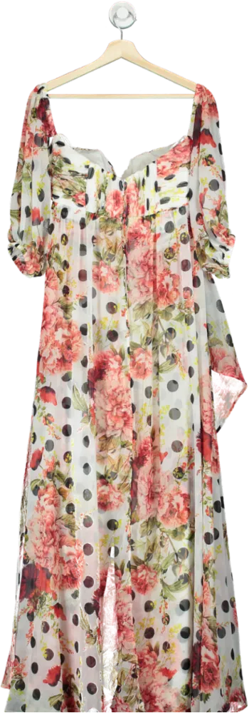 Karen Millen Floral Polka Dot Maxi Dress UK 10