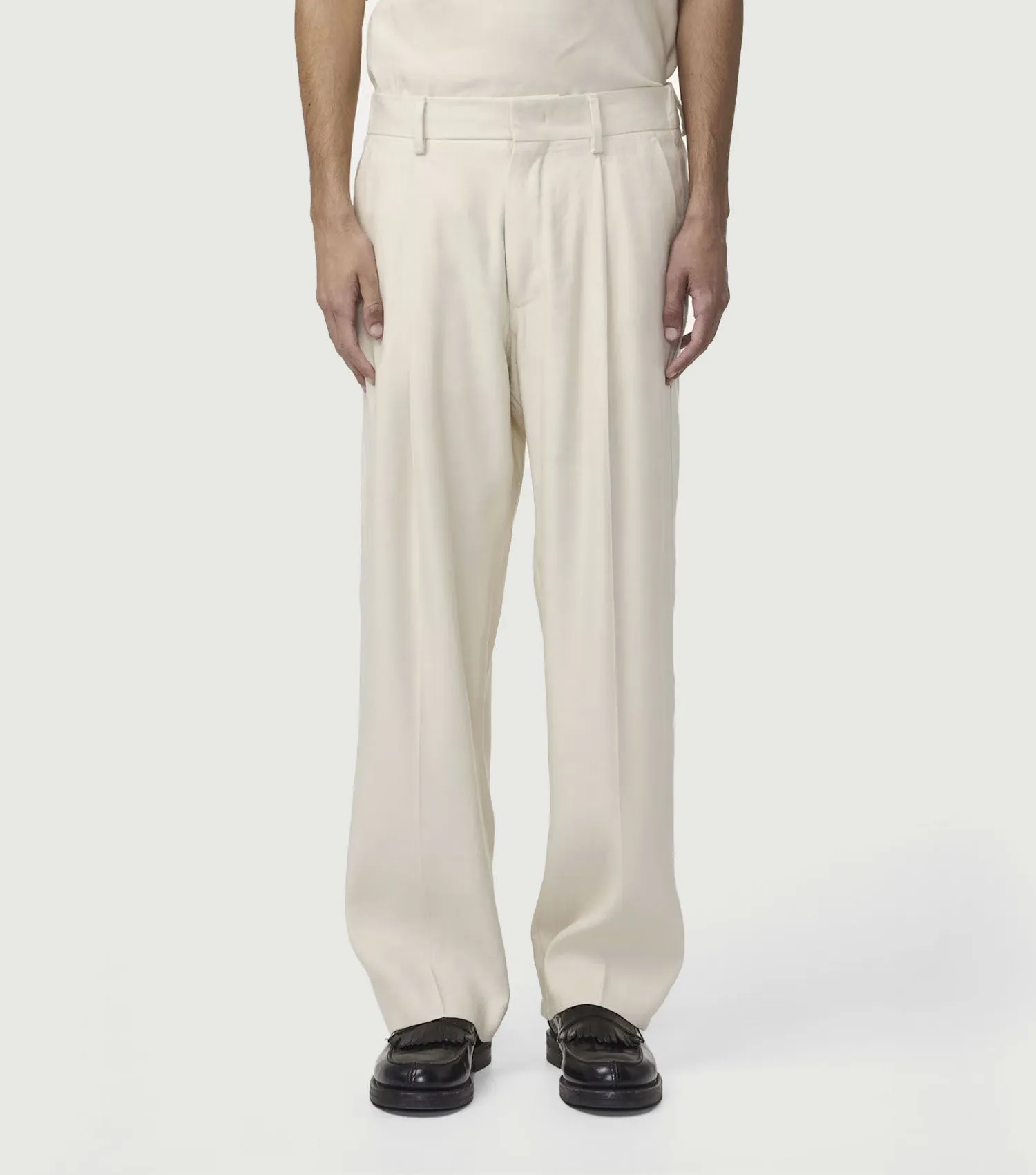 Kay Relaxed Fit Linen Blend Trouser Ivory