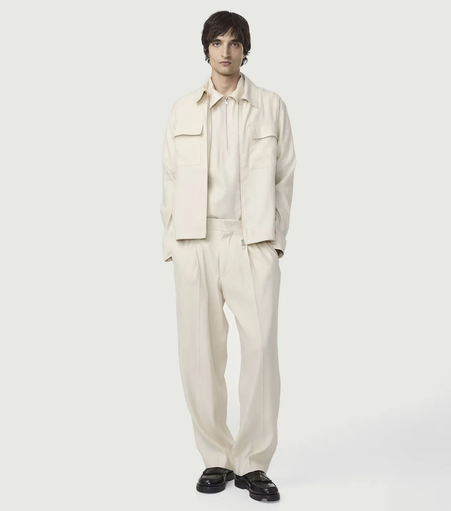 Kay Relaxed Fit Linen Blend Trouser Ivory