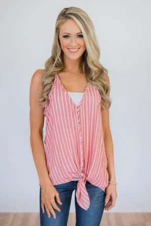 Keep Me Satisfied Striped Tank Top- Pink