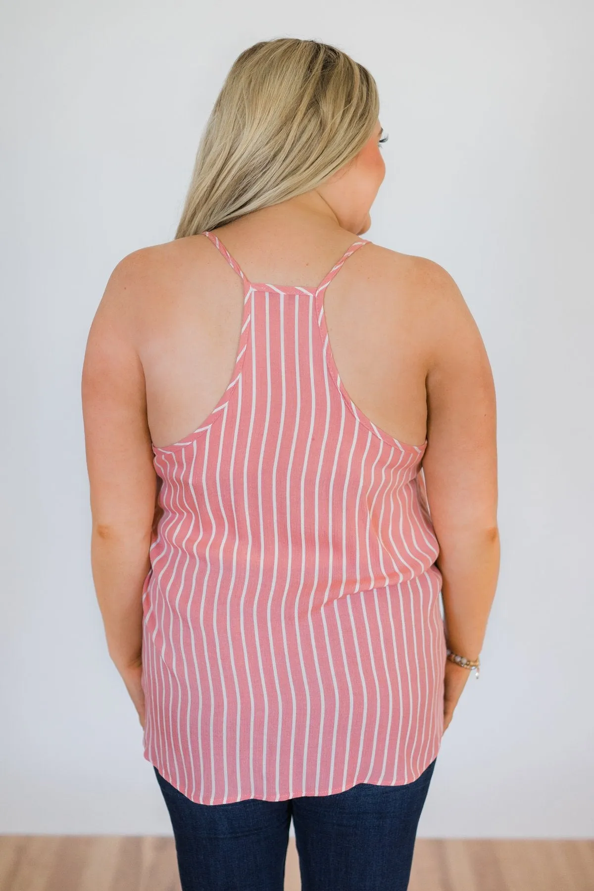 Keep Me Satisfied Striped Tank Top- Pink