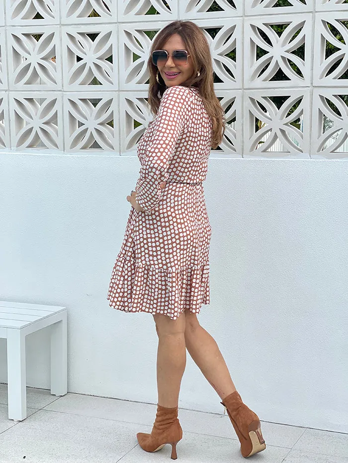 Kelsi Dress - Tan Spot