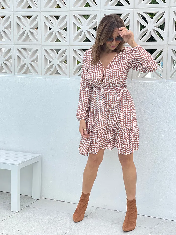 Kelsi Dress - Tan Spot