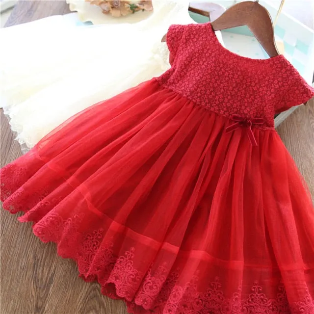 Kids Dress For Girls Spring Puff Long Sleeve Fairy Dresses Mesh Chiffon Polka Dots Summer