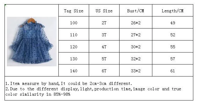 Kids Dress For Girls Spring Puff Long Sleeve Fairy Dresses Mesh Chiffon Polka Dots Summer