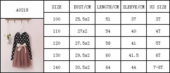 Kids Toddlers Girls Dresses Polka Dot Bow-Knot Long Sleeve Dress Girl Clothing Party Kids Clothes 3-8Year