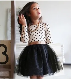 Kids Toddlers Girls Dresses Polka Dot Bow-Knot Long Sleeve Dress Girl Clothing Party Kids Clothes 3-8Year