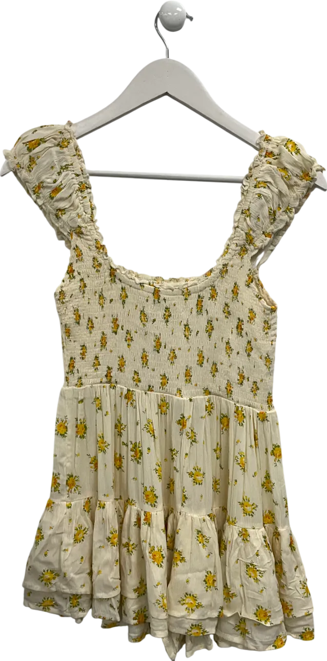 kimchi blue Yellow Floral Print Mini Dress UK S
