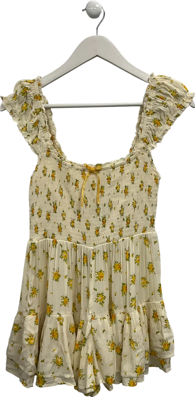 kimchi blue Yellow Floral Print Mini Dress UK S