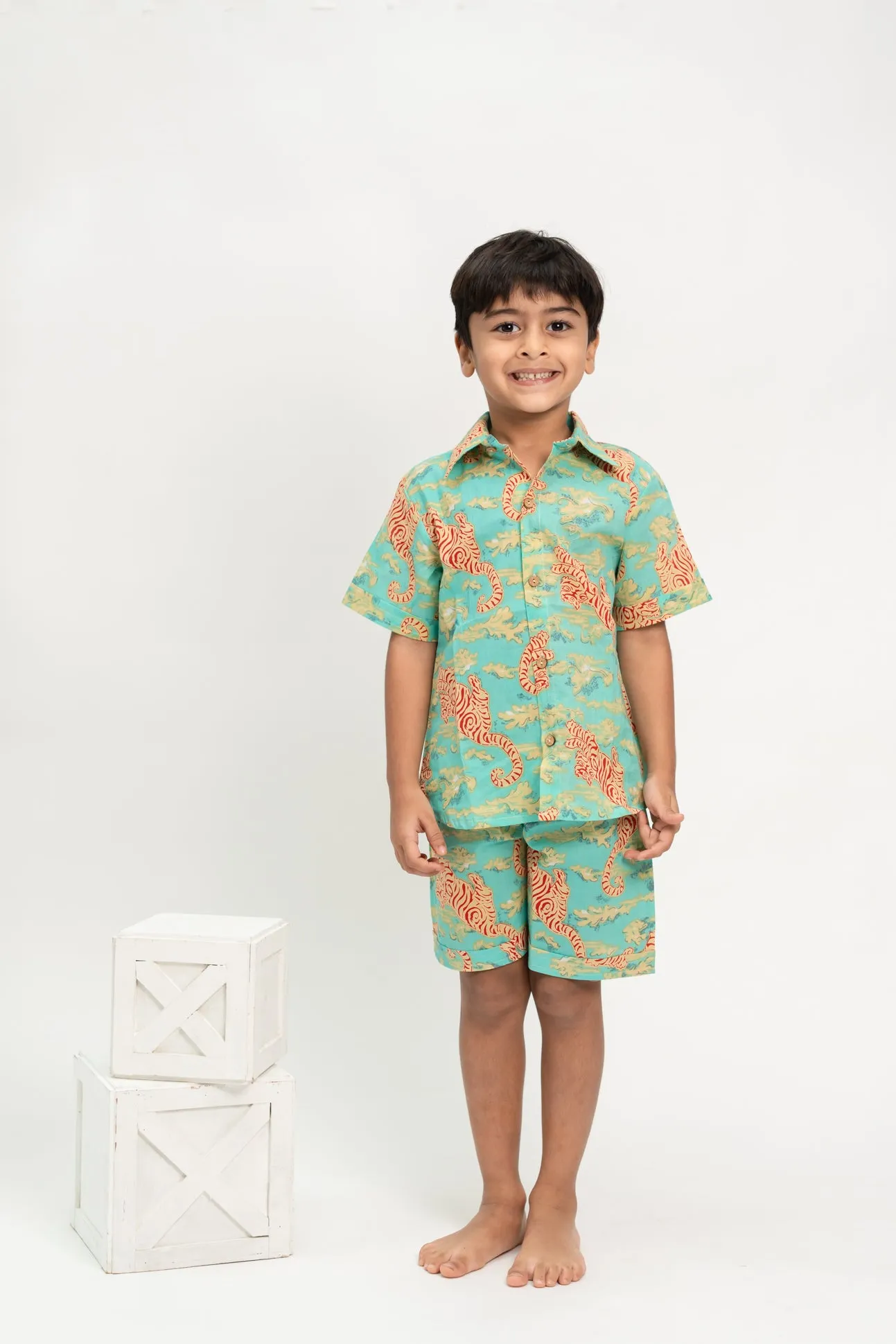 Klingaru Shirt and Short set - Green Red Tiger