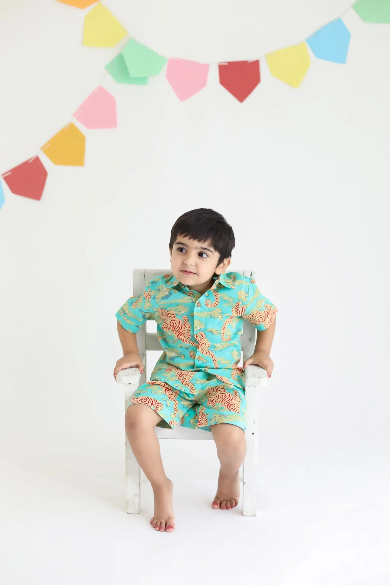 Klingaru Shirt and Short set - Green Red Tiger