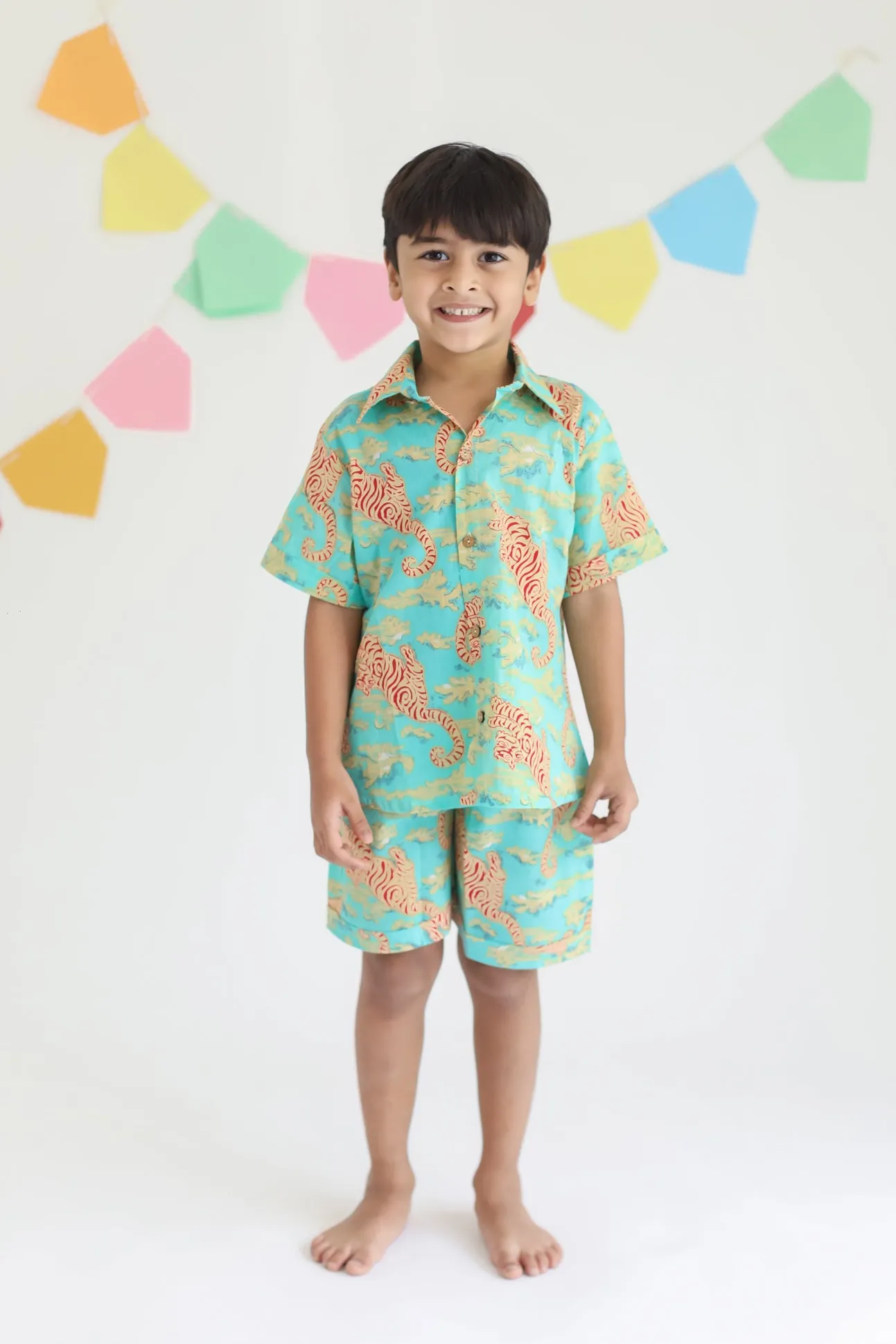 Klingaru Shirt and Short set - Green Red Tiger