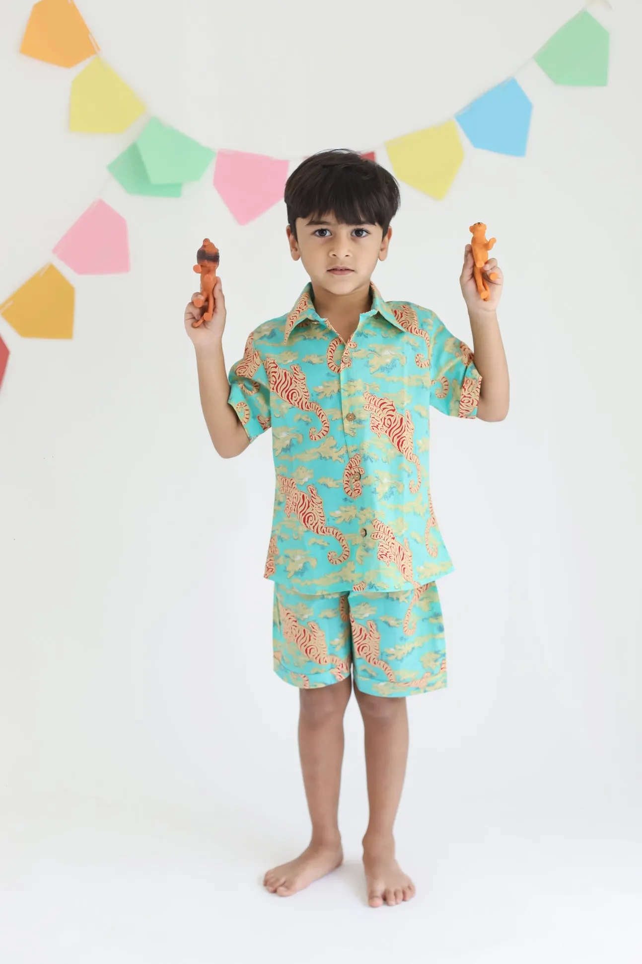 Klingaru Shirt and Short set - Green Red Tiger