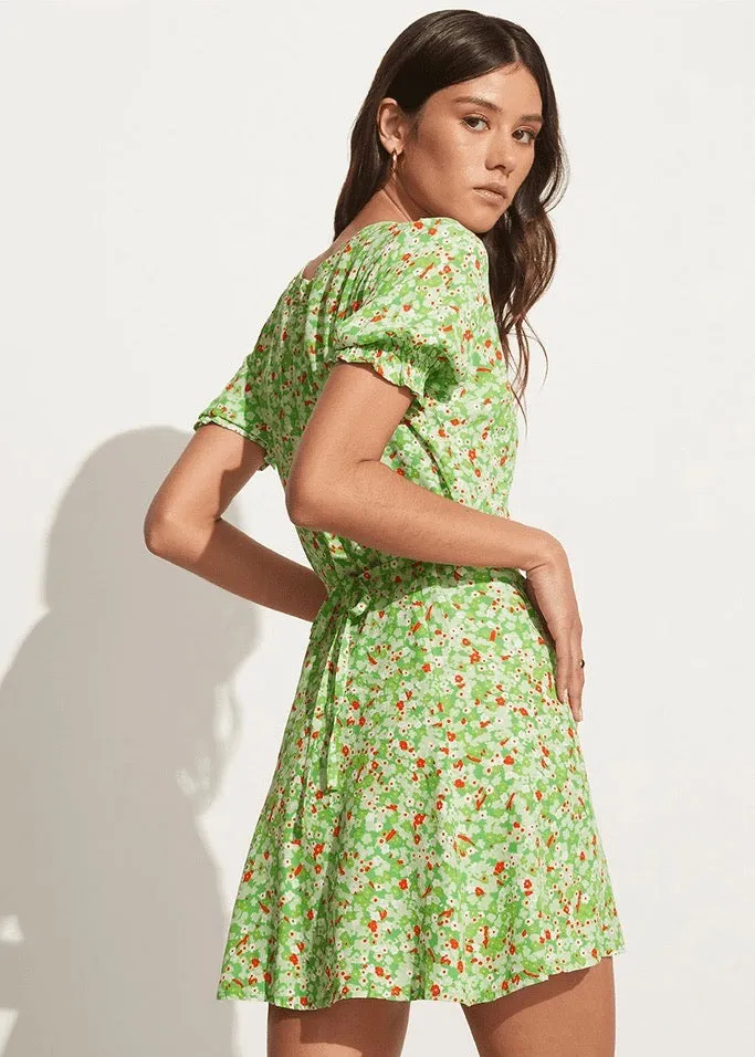La Belle Mini Dress (Green Lou Floral Print)