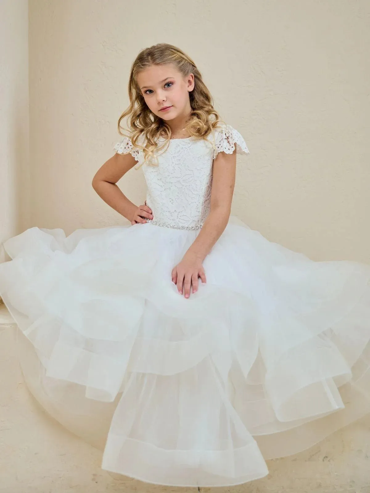 Lace Cap Sleeve Horsehair Dress 212