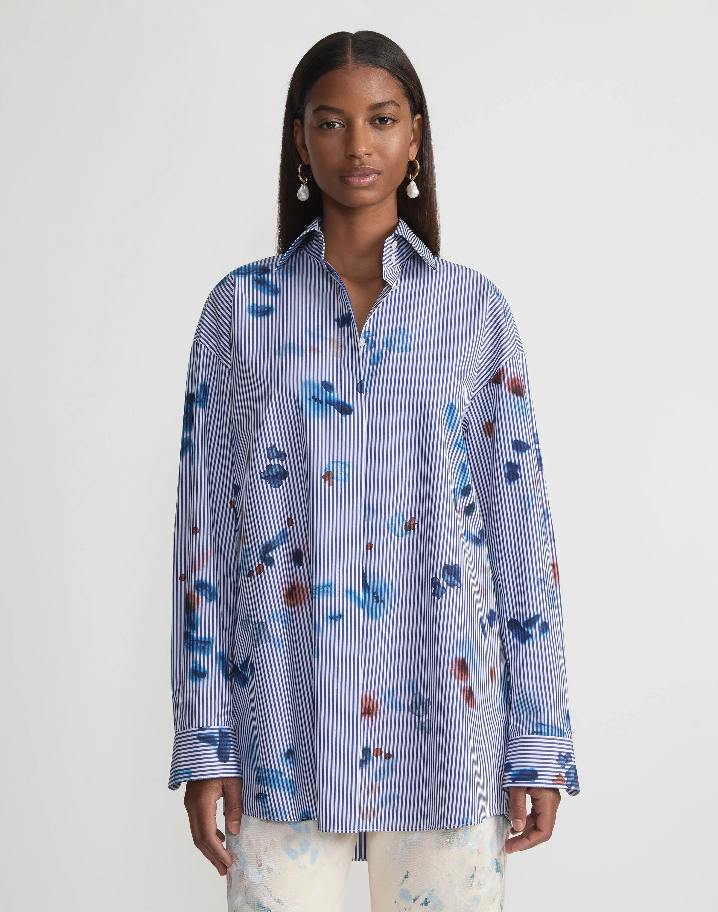 Lafayette 148 The Portrait Shirt in Sky Multi