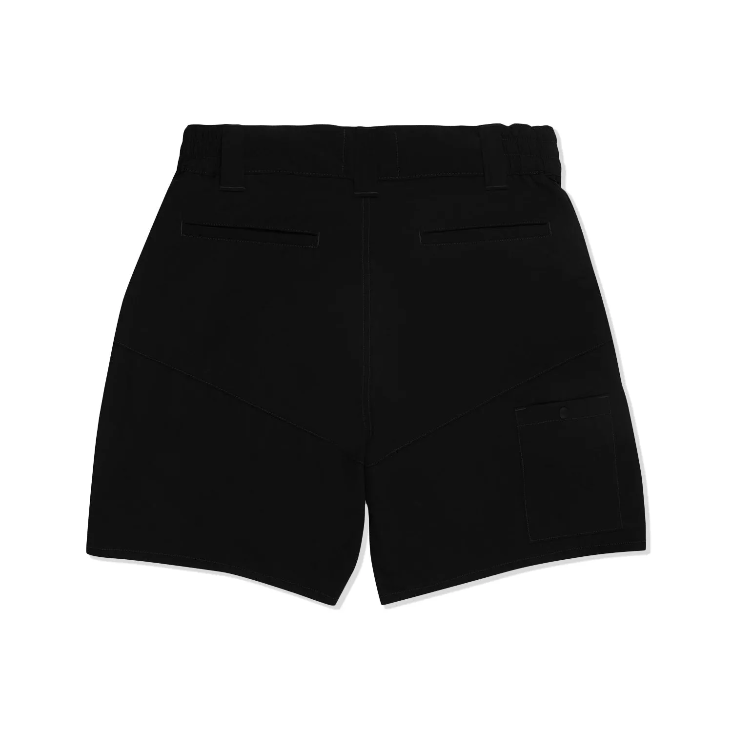 LAKH Men Trapezoid Pockets Utility Shorts Black
