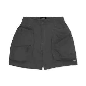 LAKH Men Trapezoid Pockets Utility Shorts Grey