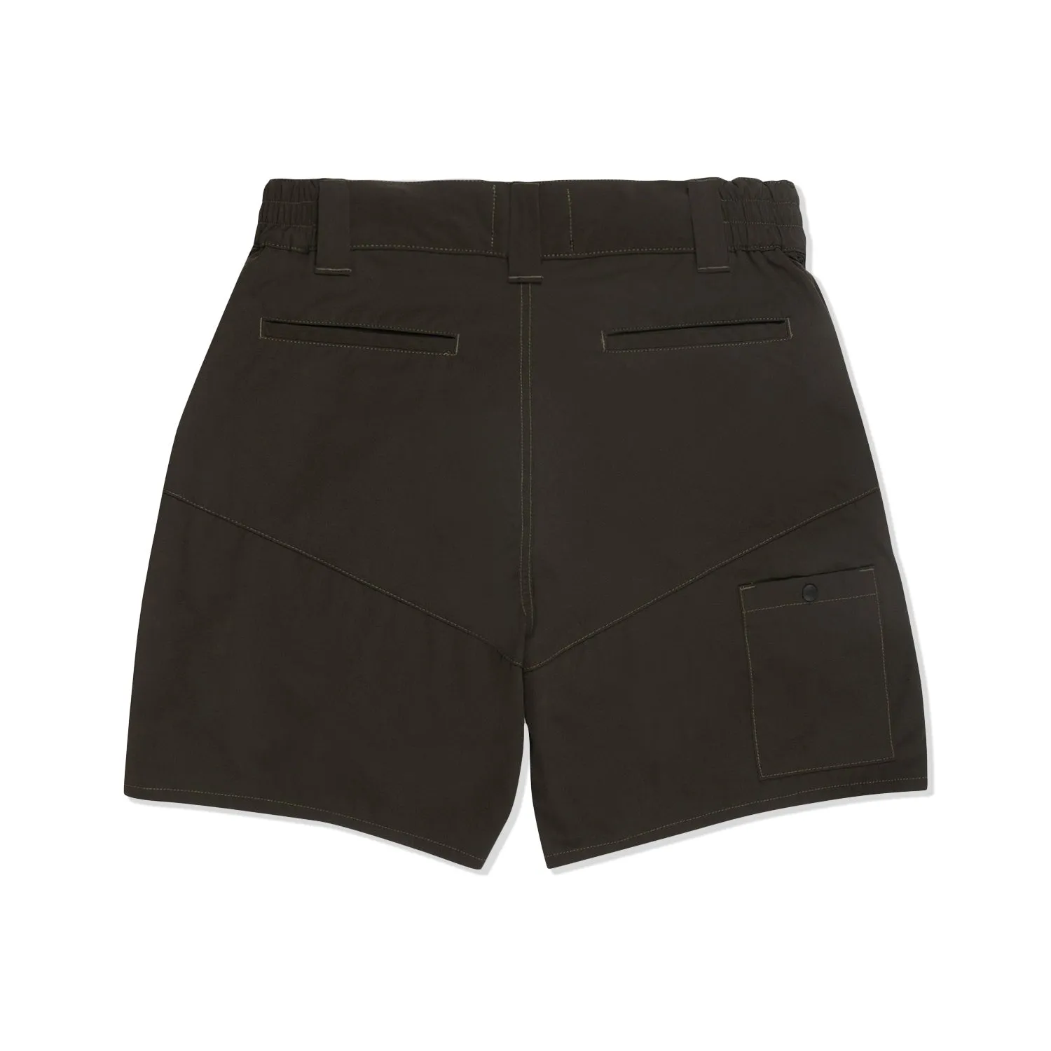 LAKH Men Trapezoid Pockets Utility Shorts Olive