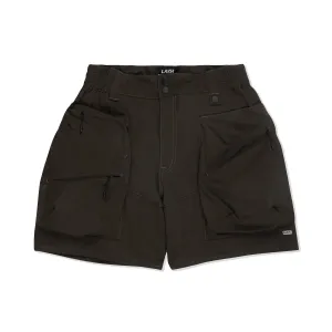 LAKH Men Trapezoid Pockets Utility Shorts Olive