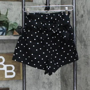 LC Lauren Conrad Womens Woven Paperbag Belted Shorts Black / White S