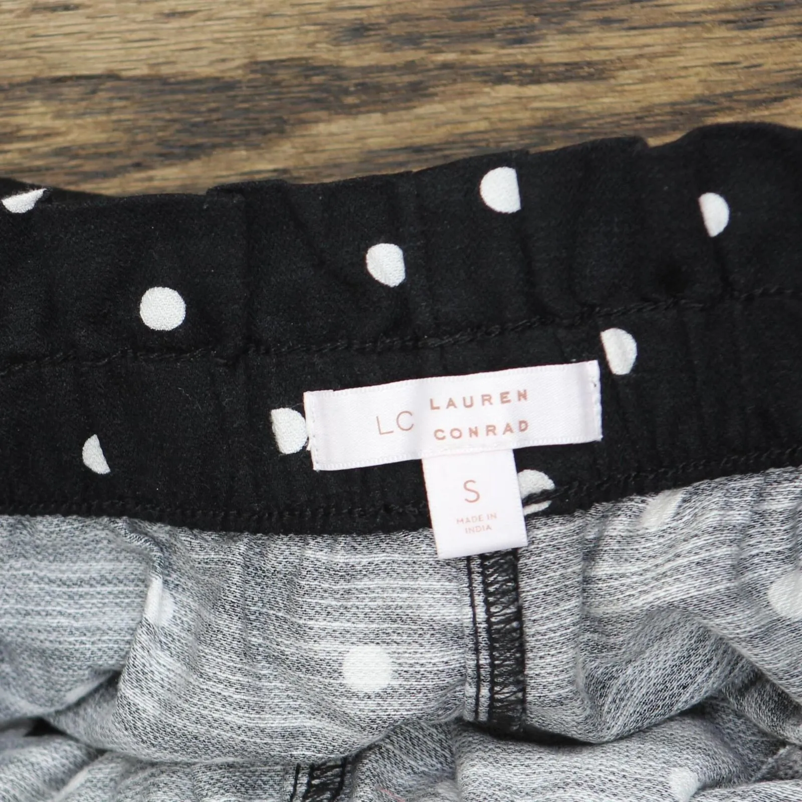 LC Lauren Conrad Womens Woven Paperbag Belted Shorts Black / White S