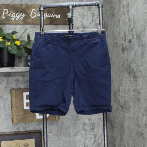 Lee Womens Regular Fit Mid Rise Khaki Shorts Navy Blue See Measurements