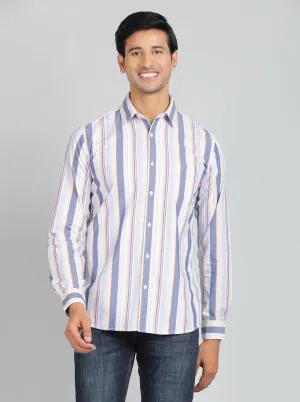 Light Blue Striped Slim Fit Casual Shirt | JadeBlue