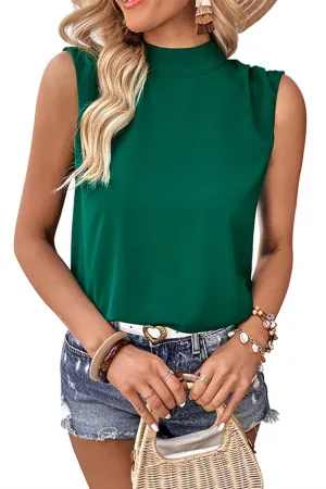 Lily Clothing - HIGH NECK BACK TIED NECK SLEEVELESS SUMMER BLOUSE_CWTBLSL003