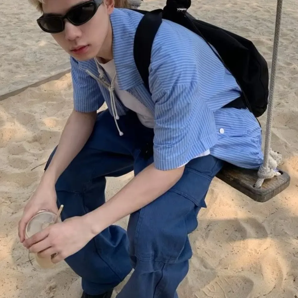 Literary Blue Striped Shirt