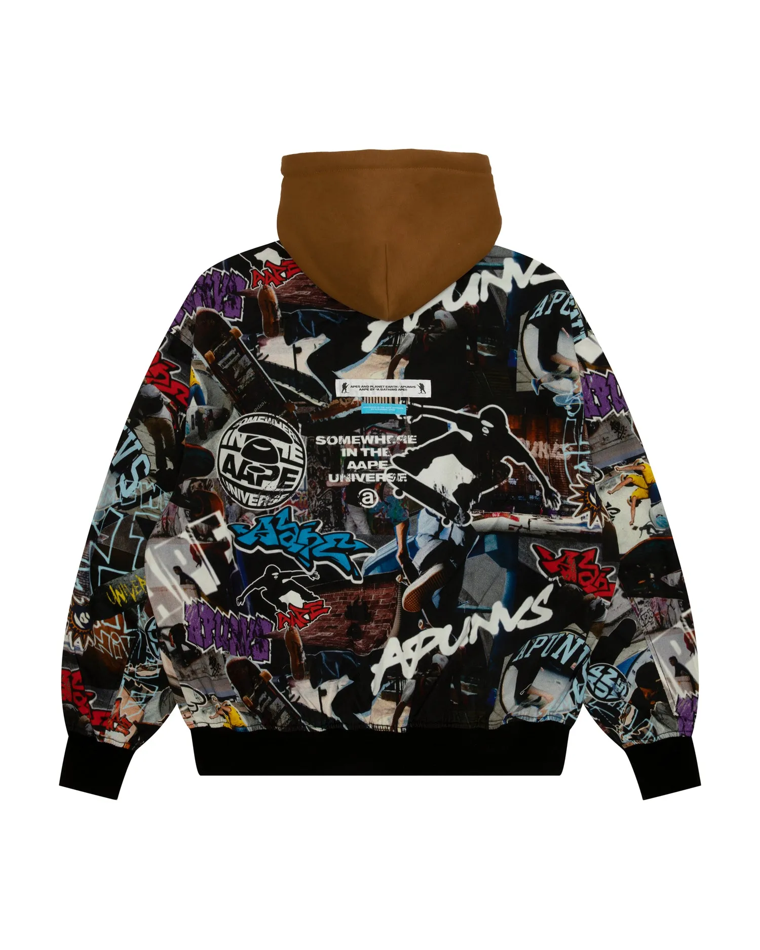 Logo graffiti print hooded jacket