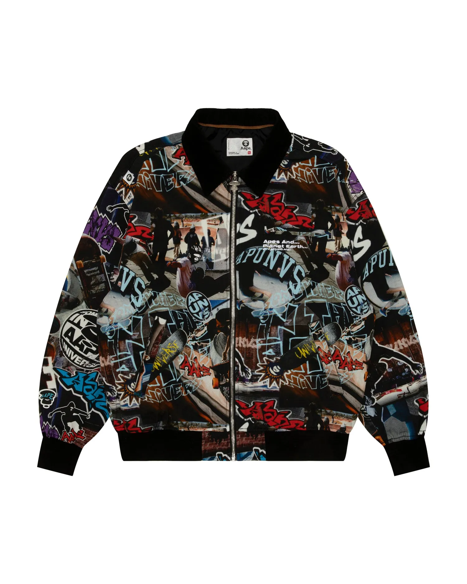 Logo graffiti print hooded jacket