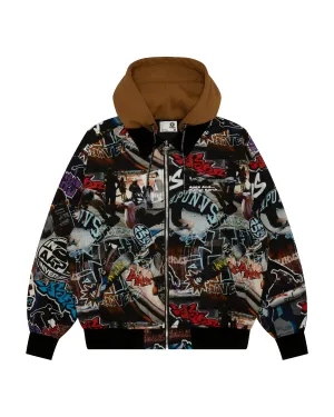 Logo graffiti print hooded jacket