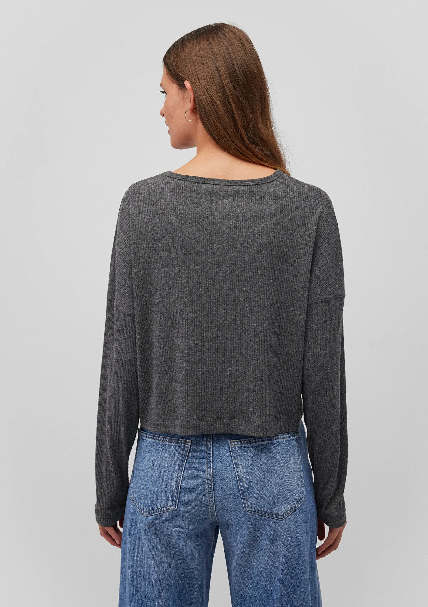 Long Sleeve Anthracite Striped T-Shirt