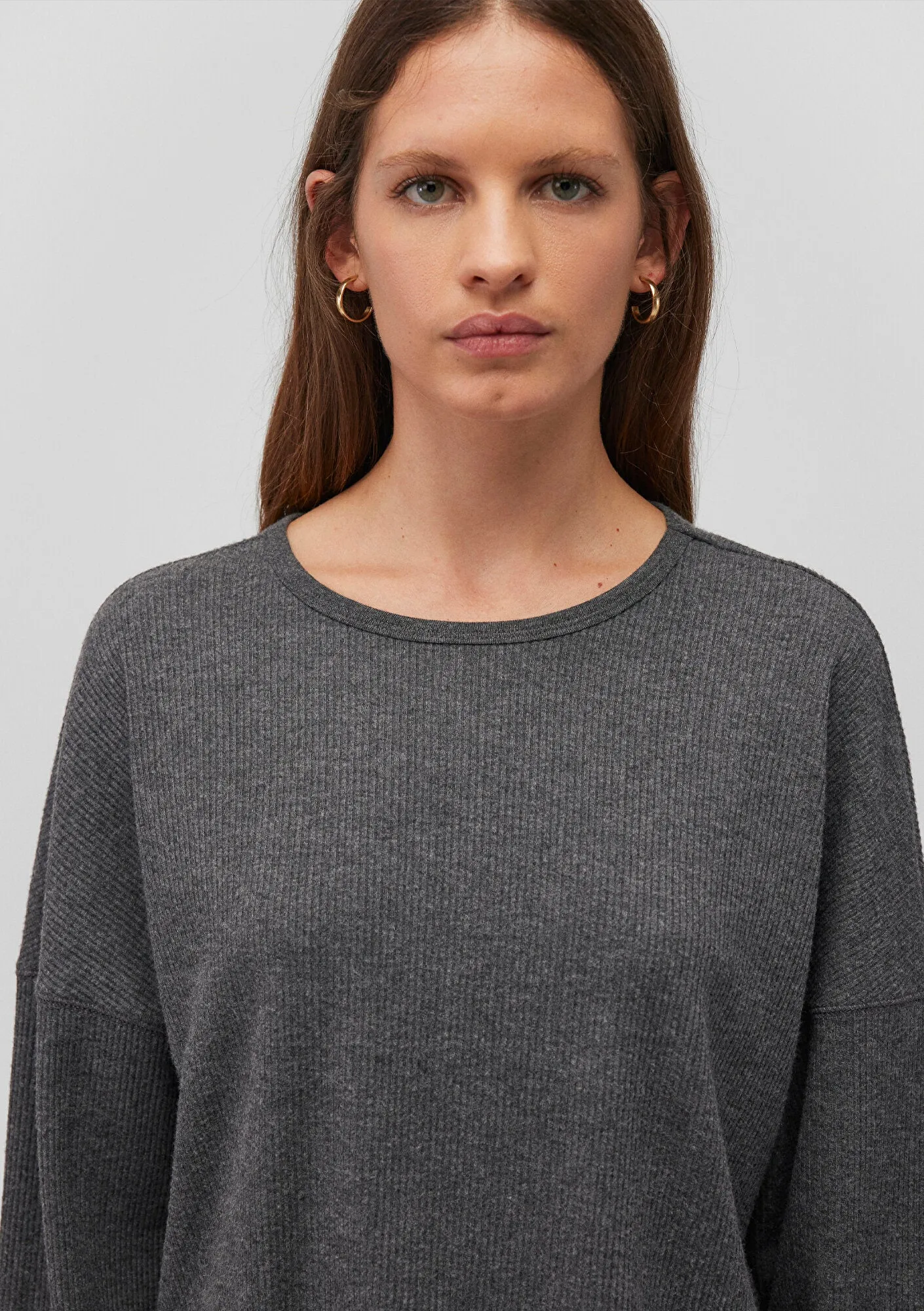 Long Sleeve Anthracite Striped T-Shirt