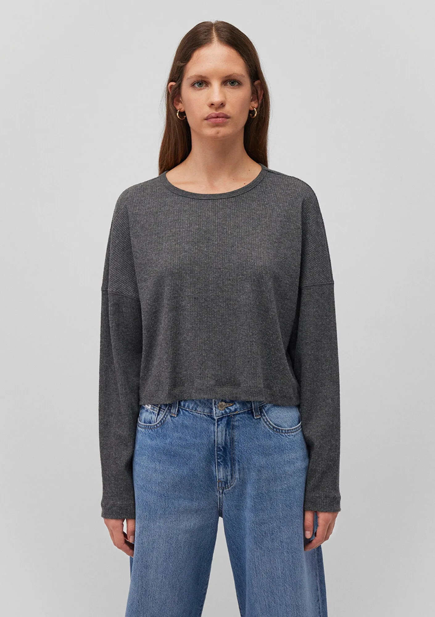 Long Sleeve Anthracite Striped T-Shirt