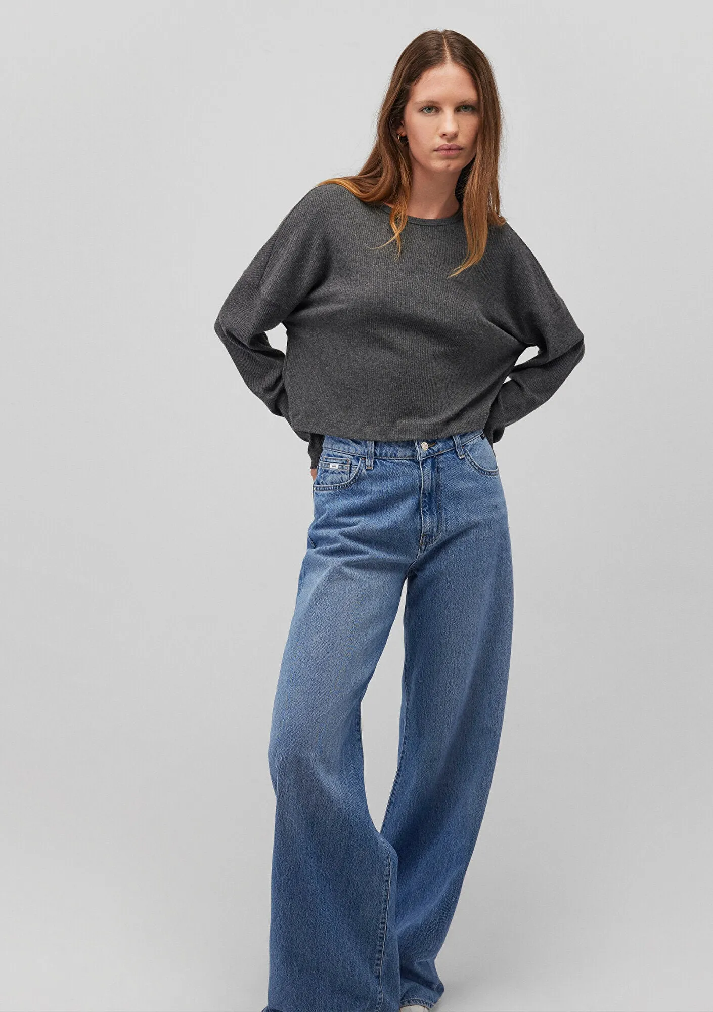 Long Sleeve Anthracite Striped T-Shirt