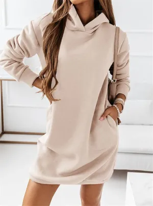 Long sleeve hooded sweatshirt dress