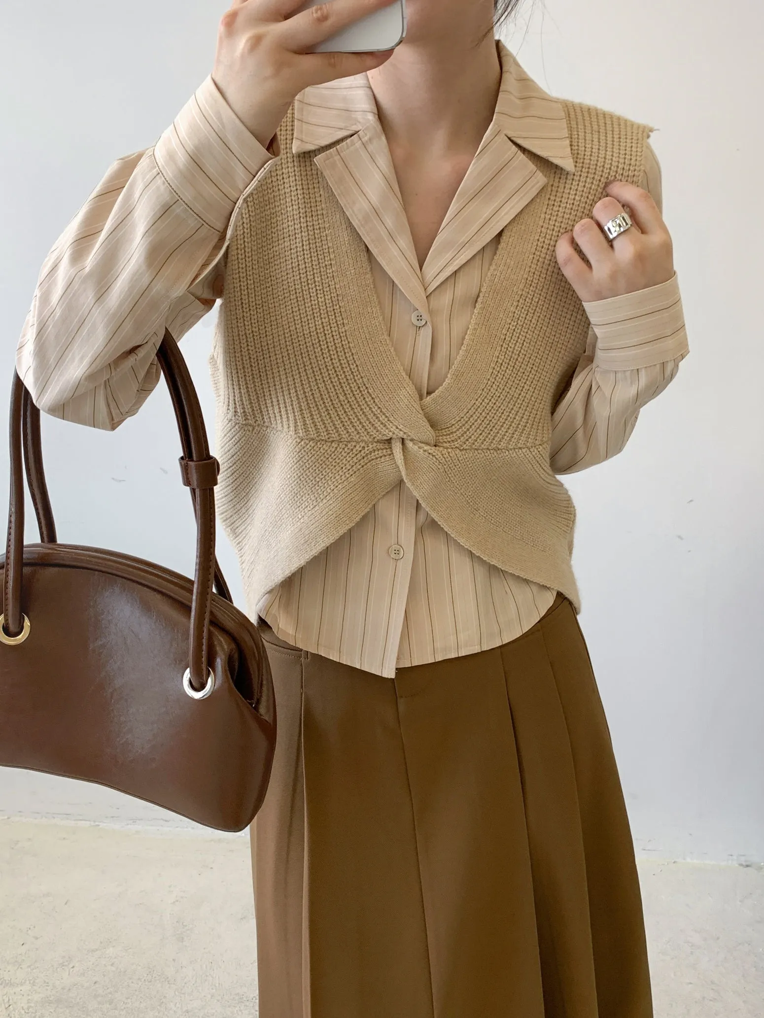 Long Sleeve Striped Dress Shirt with Versatile Design for Women