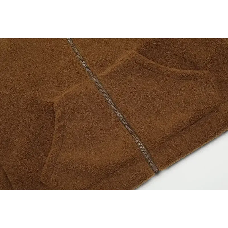 Loose Sleepy Bear Ears Fleece Hooded Jacket Y2K Style