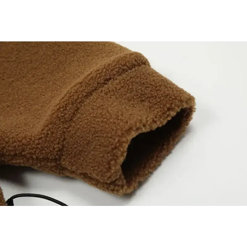 Loose Sleepy Bear Ears Fleece Hooded Jacket Y2K Style
